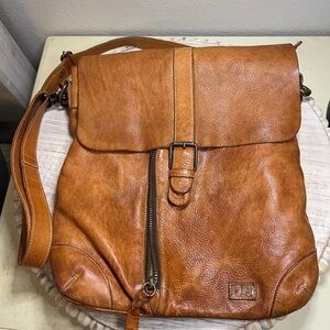 Bed Stu Jack Leather Crossbody Bag, Distressed Tan Messenger, Boho Handbag